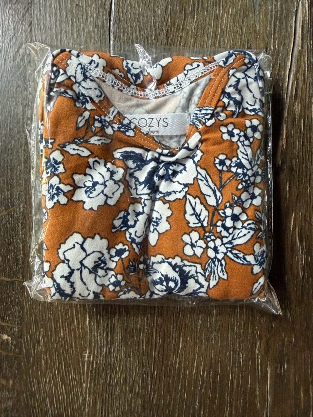 Cozys Floral Newborn Knotted Sleep Gown— Rust Orange & White